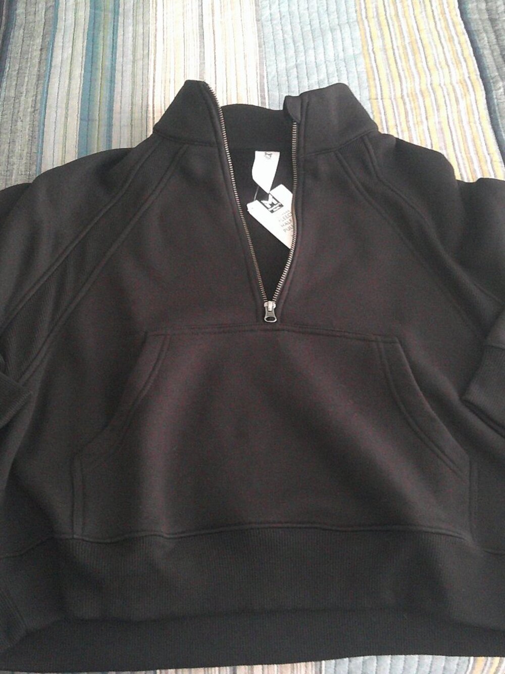 Members Mark Fleece half zip pullover in black  XL New